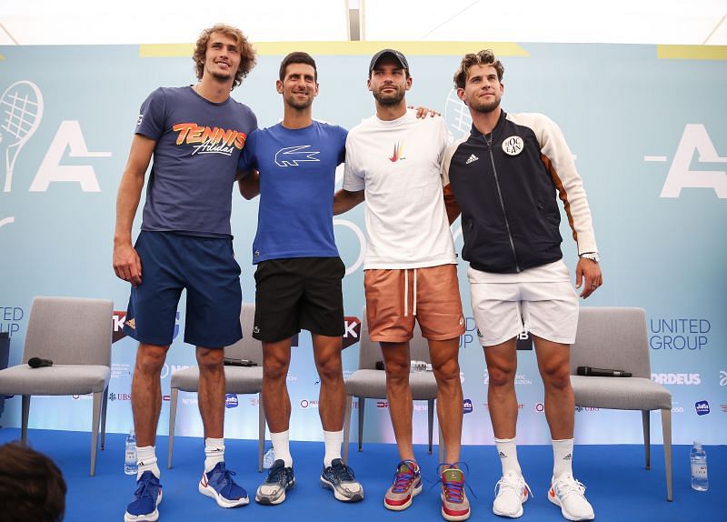 (From L to R) Alexander Zverev, Novak Djokovic, Grigor Dimitrov and Dominic Thiem