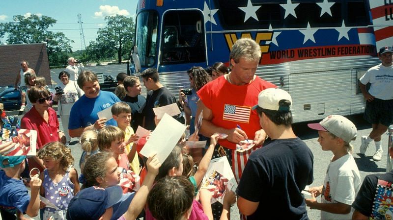 Lex Luger meets fans outside the Lex Express, long considered a black eye by the WWE