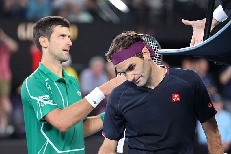 Roger Federer pictured after losing to Novak Djokovic at Australian Open 2020