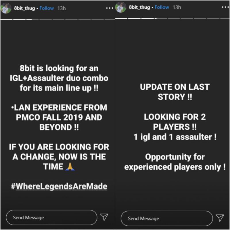 Stories posted by 8Bit Thug on his Instagram account