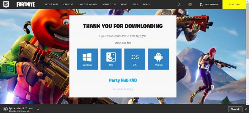 fortnite not downloading pc