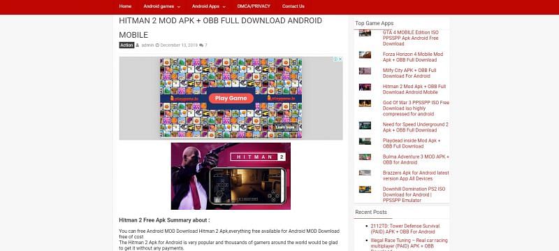 Sites claiming to have the Android Version of Hitman 2