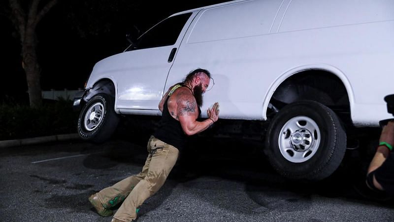 Braun Strowman with another vehicle flip
