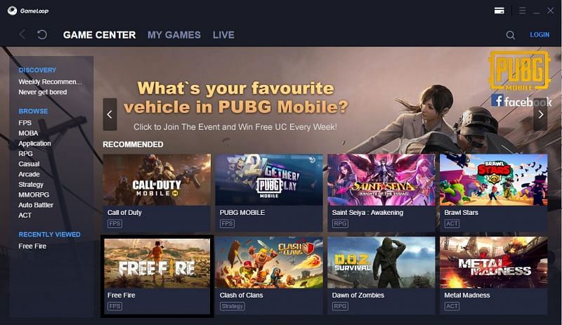 Click on the Free Fire (Picture Courtesy: Gameloop)