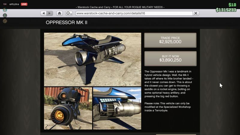 gta 5 online how many different weapons can an oppressor mk ii have