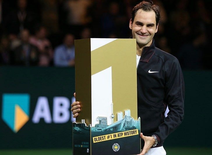 Roger Federer after being crowned as the oldest World No. 1 in 2018