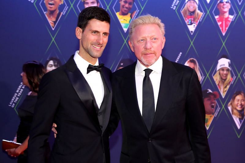 Novak Djokovic (left) and Boris Becker