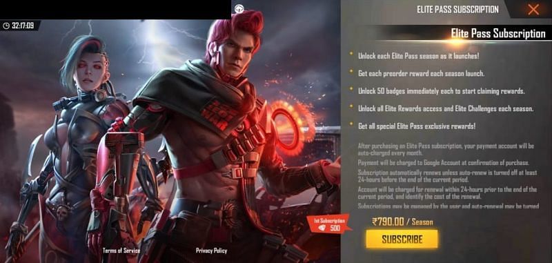 Subscription Elite Pass and Elite Bundle in Free Fire