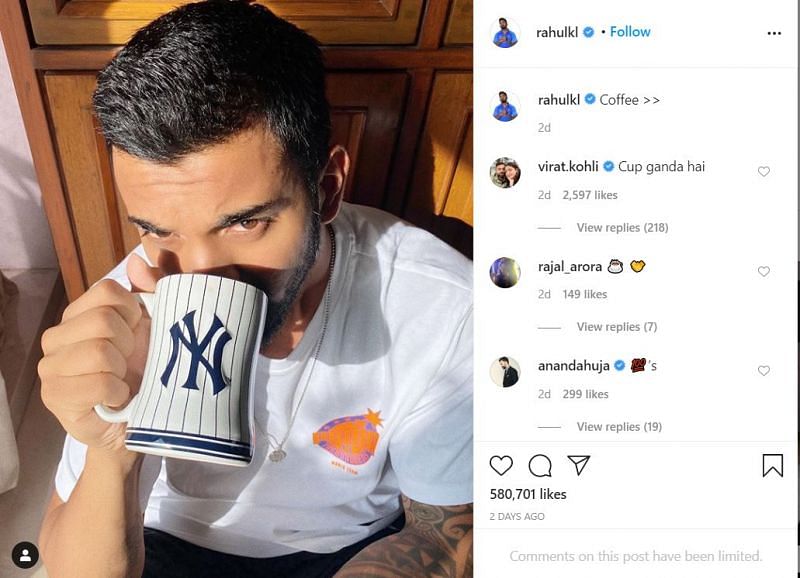 Virat Kohli&#039;s comment on KL Rahul&#039;s Instagram post