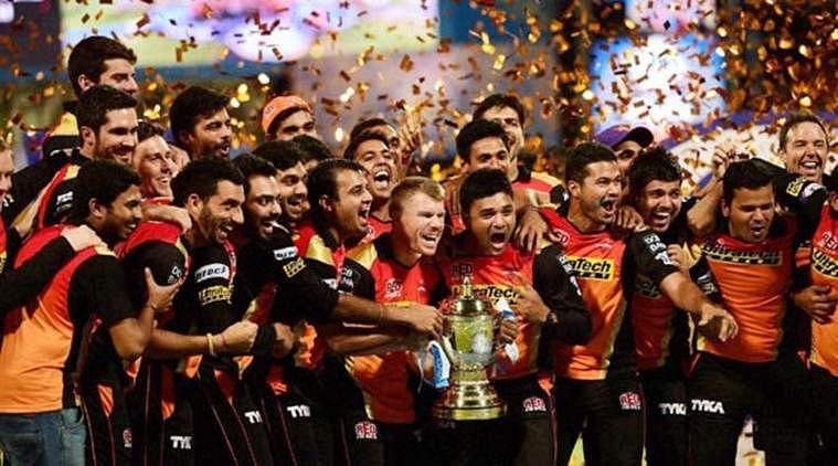 SRH celebrate their 2016 IPL triumph