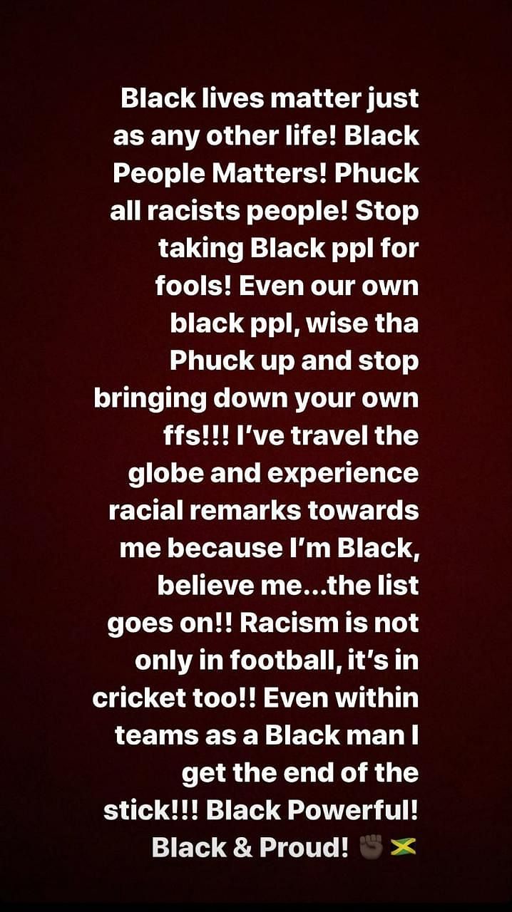 Chris Gayle posted an Instagram story speaking out against racism in the world today
