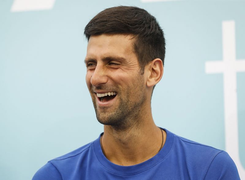 Novak Djokovic looked happy that tennis is back