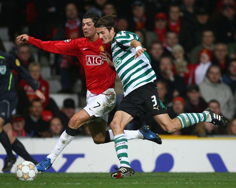 Cristiano Ronaldo in action for Manchester United against former club Sporting CP