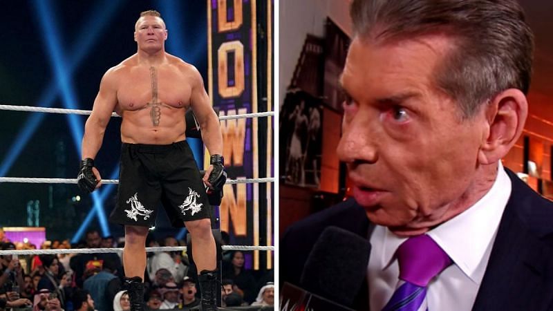 Brock Lesnar (left); Vince McMahon (right)