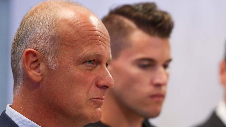 Dominic Thiem's manager Hervig Straka (L) and Dominic Thiem