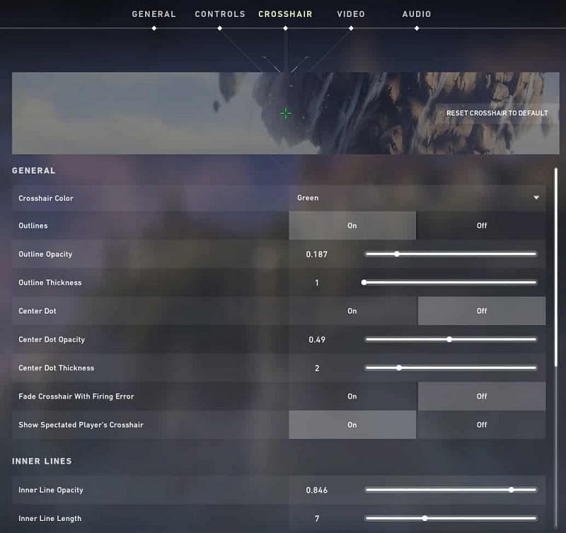 Valorant Recommended Crosshair Settings In The Game