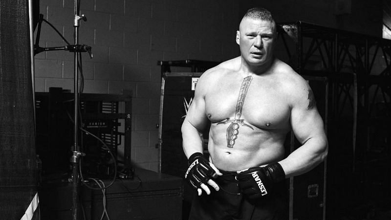 Brock Lesnar has a sword tattoo on his chest