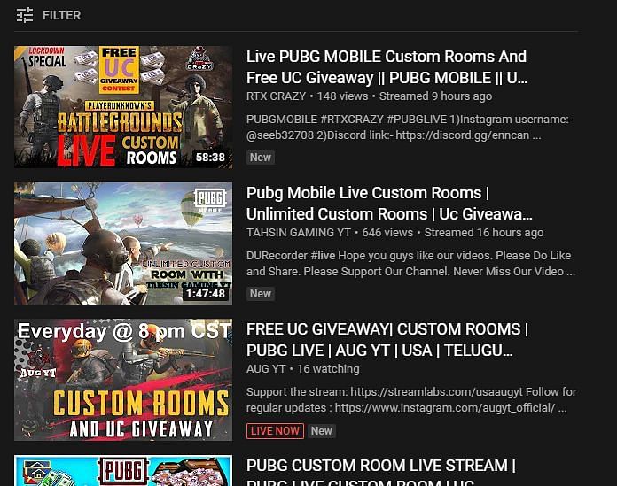 Custom rooms on Youtube can be used to earn free UC in PUBG Mobile.