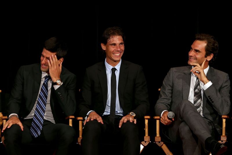 Novak Djokovic (from l), Rafael Nadal and Roger Federer