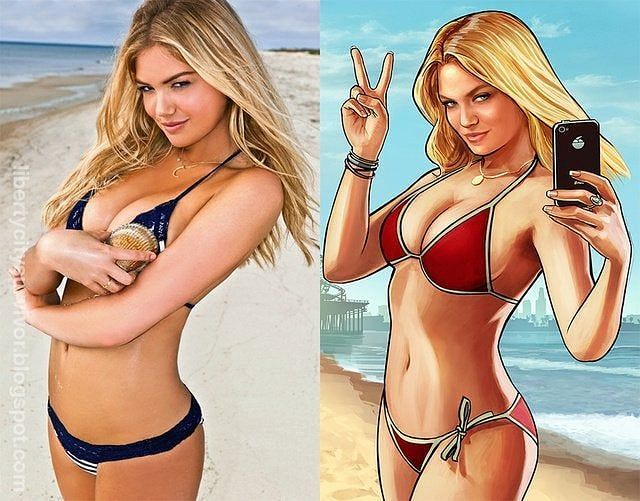 Kate Upton (left) and GTA 5 Cover