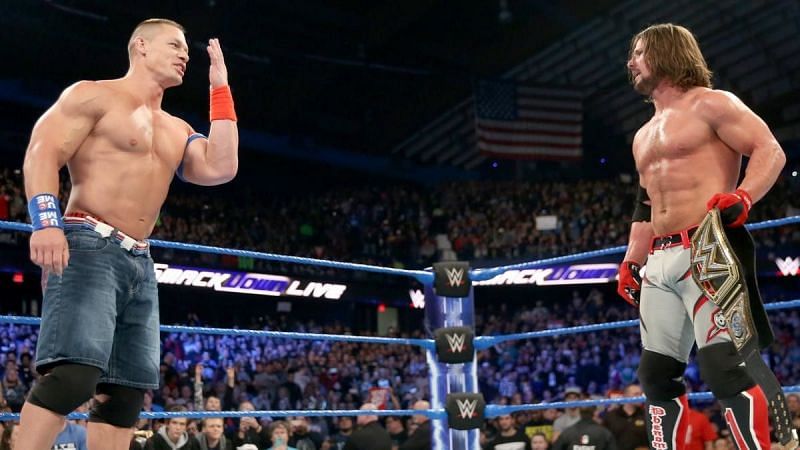 John Cena and AJ Styles in WWE