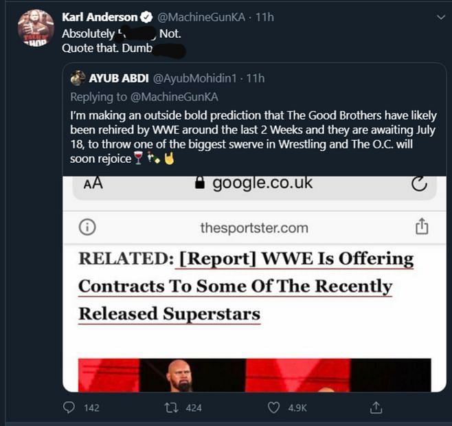 Karl Anderson had some harsh words for the fan 