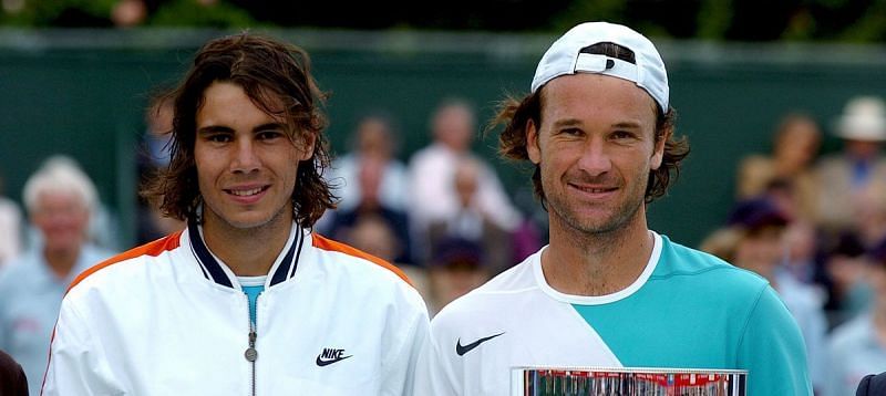 Rafael Nadal (left) and Carlos Moya