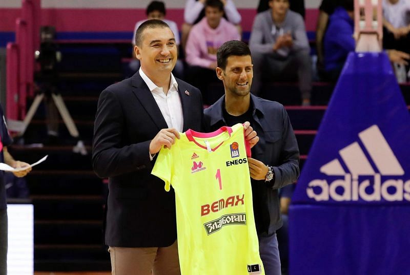 Novak Djokovic in attendance at the farewell event for Dejan Milojevic
