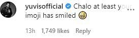  Yuvraj Singh's comment