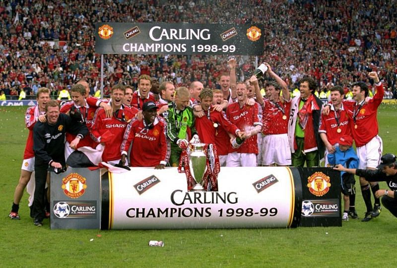 Manchester United&#039;s famed 1998-99 team won the Champions League and FA Cup alongside the Premier League title