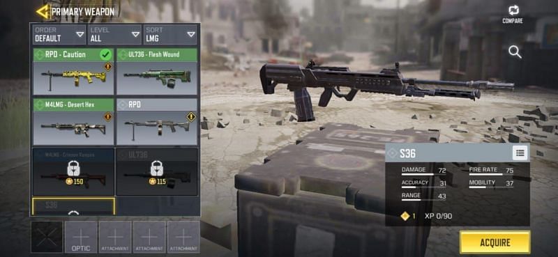 LMG Category in COD Mobile loadout