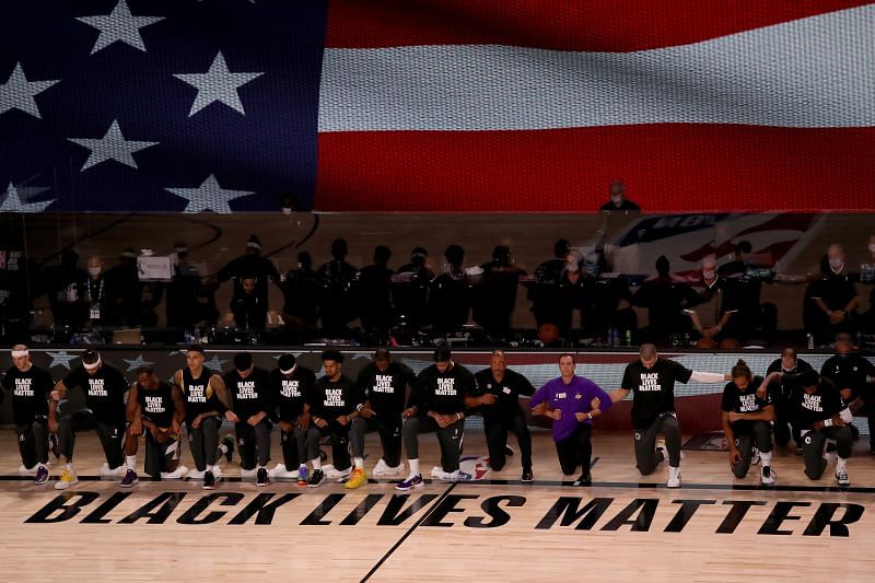 NBA players kneeling during the national anthem