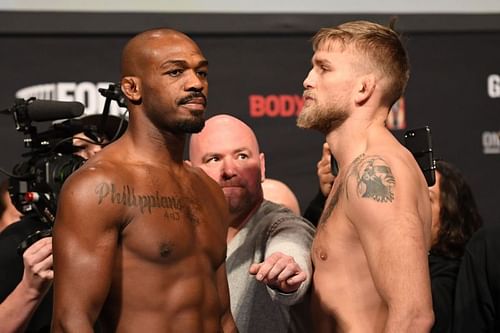 Jon Jones facing off against Alexander Gustafsson