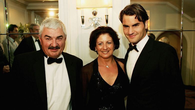 Roger Federer with his parents Robert and Lynette