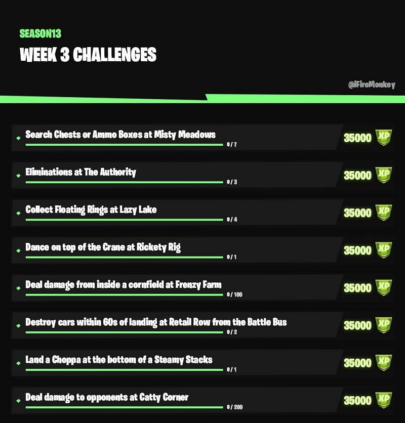 Fortnite Season 3 Week 3 Challenges (Image Credits: iFireMonkey Twitter)