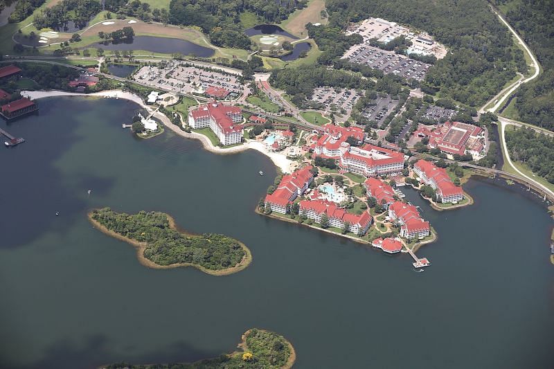An aerial view of the NBA bubble in Disney World