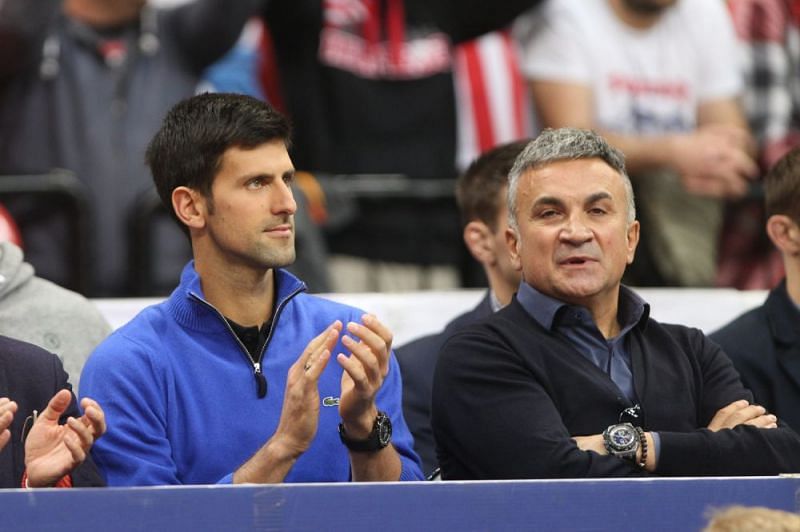 Novak Djokovic (L) and his father Srdjan