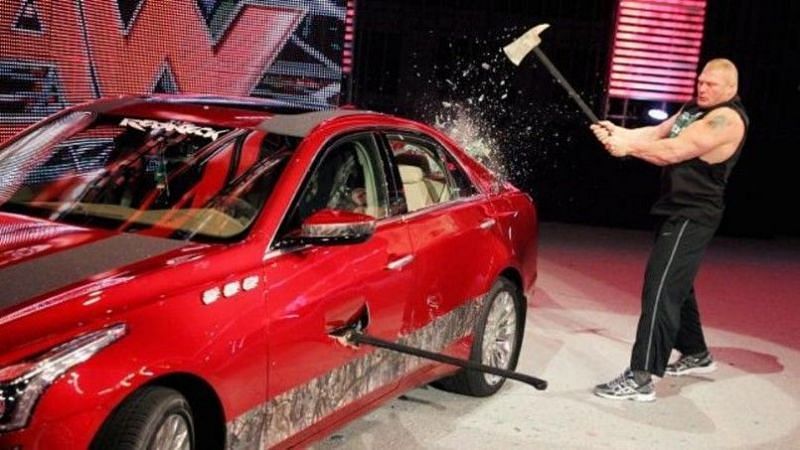 Brock Lesnar destroys J &amp; J Security&#039;s new car