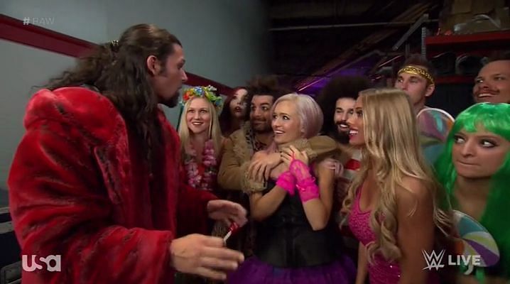 Ruby Riott (extreme right) sported a green hairdo as part of the Rosebuds