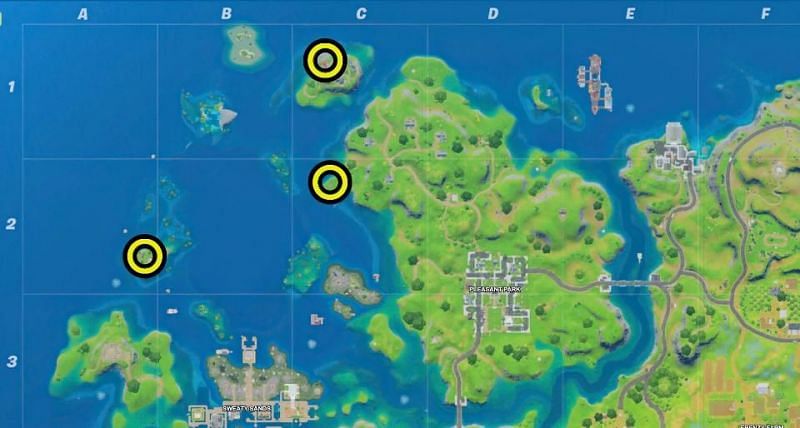 Map for knowing the exact locations of the Spinx statues in Fortnite. (Erik Kain/Forbes)