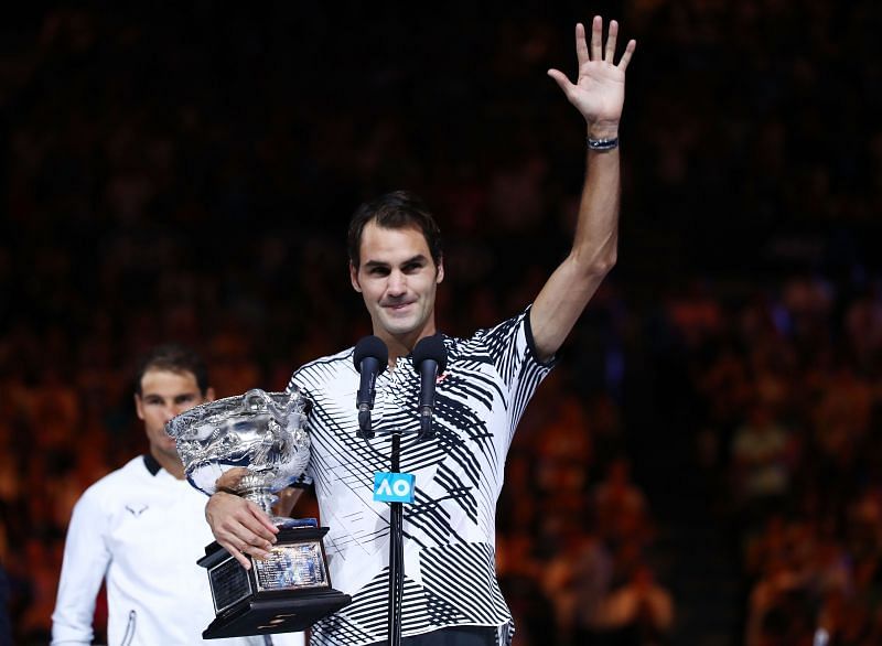 Roger Federer after winning the 2017 Australian Open