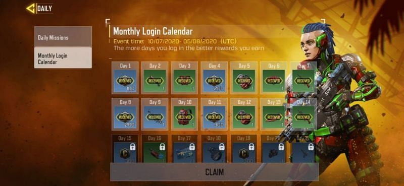 Daily Login Calendar