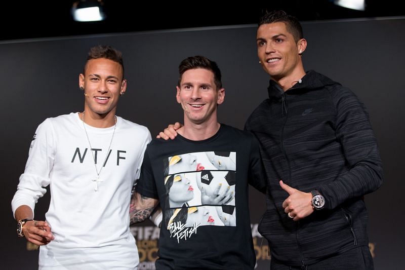 Neymar, Messi and Ronaldo at the Ballon D&#039;or gala
