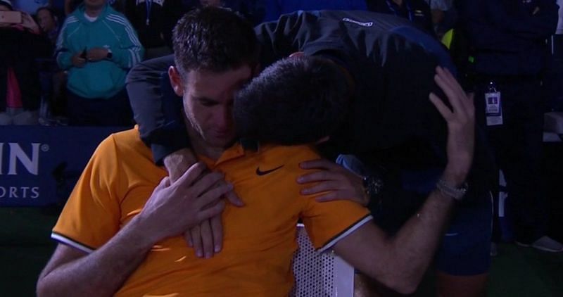 Novak Djokovic consoling Del Potro after the US Open 2018 final