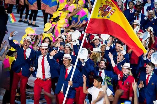 Rafael Nadal carrying the flag for Spain in 2016