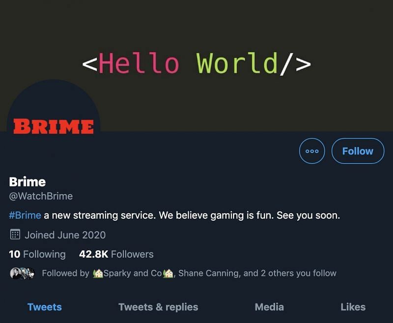 Brime&#039;s official Twitter handle