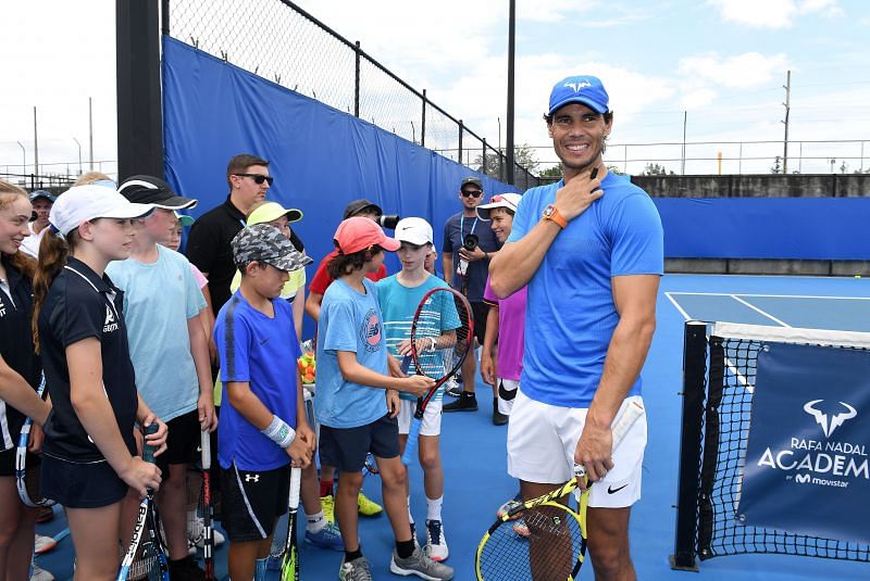 Rafael Nadal with students of his Academy