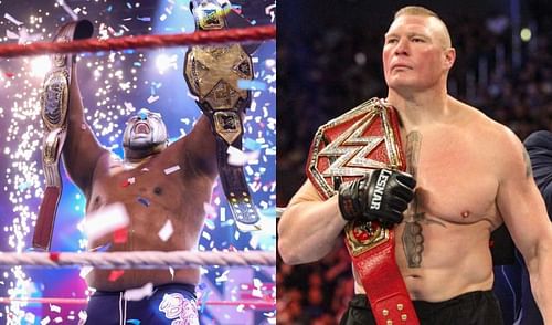 Keith Lee and Brock Lesnar in WWE