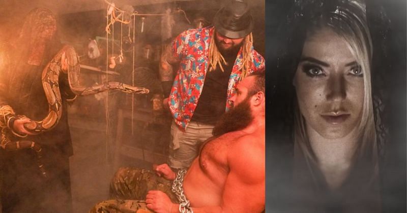 Alexa Bliss, Bray Wyatt, and Braun Strowman.