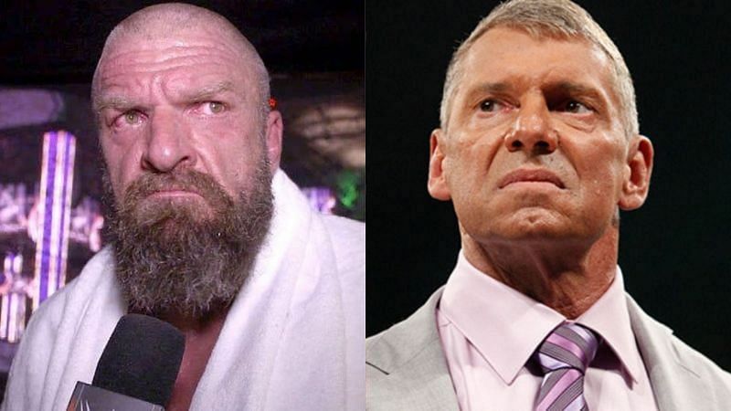 NXT Senior Producer Triple H (left); WWE Chairman Vince McMahon (right)